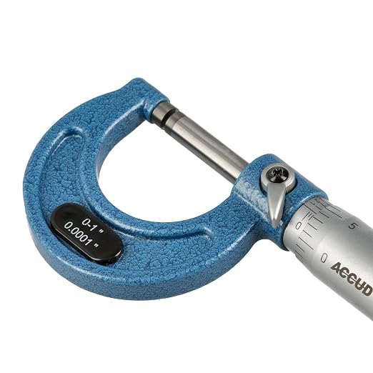 Outside Micrometer 0-1" Measuring Range, 0.0001" Graduation, Ultra-Precision Machinist Tool, Carbide Tips, Vernier Scale, Ratchet Stop, Includes Case
