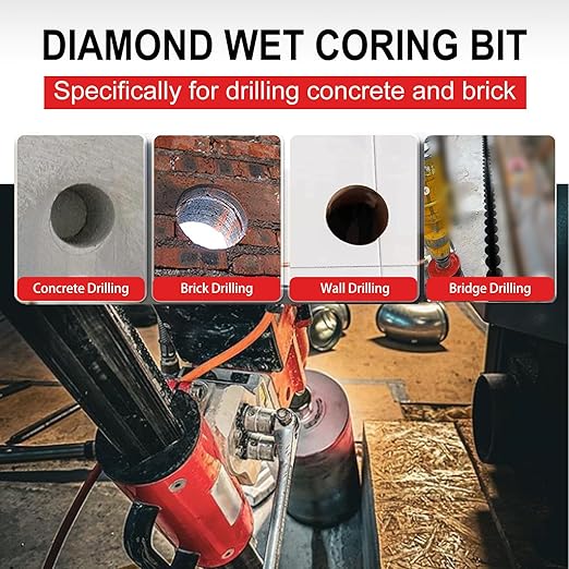 SALI Diamond Core Drill Bits 3" Diameter 10"/254mm Drilling Depth 5/8-11" Thread Core Bit Turbo Laser-Welded Segments for Cured Concrete with Brick Block Masonry with Two Adapters（Red）