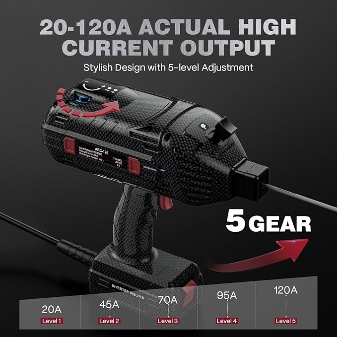 ARCCAPTAIN Handheld Welder, 110V Portable Welding Machine with IGBT Inverter, 120A Stick Welder with Upgraded Ground Clamp, 8FT Power Cord and Handheld Helmet, Fits for 3/32"-1/8" Welding Rods