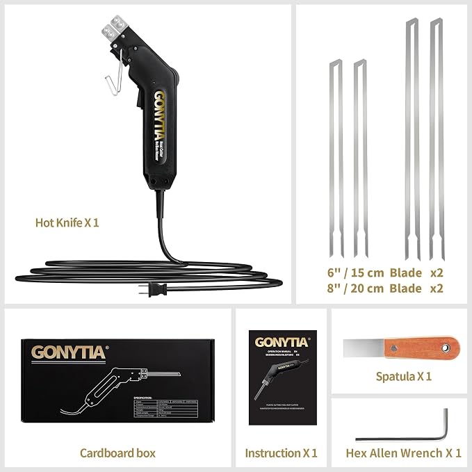 Hot Knife Foam Cutter, Innovative Pro Styrofoam Cutting Tool Kit with Foldable Safety Stand, Electric 190W Hot Knife with 4 Blades for PP, EPS, XPS, EVA, EPE, PU, KT Board (KD-5)