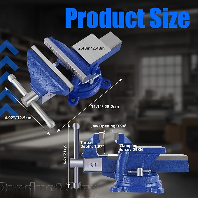 FATO 5” 360° Iron Light Duty Bench Vise, 2500LB