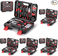 Eastvolt 128-Piece Home Repair Tool Set, Tool Sets for Homeowners, General Household Hand Tool Set with Storage Toolbox, EVHT12801, Black + Red (ASK01) (Pack of 5)