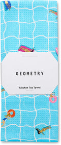 GEOMETRY Tea Towels – Spring & Summer Collection – Quick-Dry, Ultra-Absorbent, Reusable Microfiber Kitchen Towels for Drying & Cleaning - At The Pool - 1 Pack