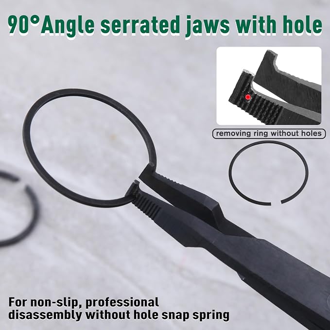 SPEEDWOX 9 inch Angle Tip Lock Ring Pliers with Hole Flat Nose