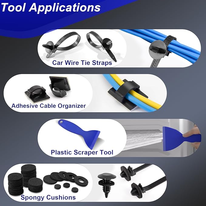 Doaho 238Pcs Trim Removal Tool,Fastener Remover Plastic Pry Tool Kit,Adhesive Cable Clips Auto Push Pin Bumper Retainer Clip Set with Storage Bag for Panel,Radio,Stereo,Audio,Dash, Window