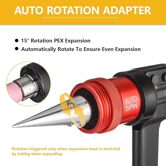 Auto-spin PEX A Expansion Tool, Automatically Rotation Head PEX Expander Kit, with 1/2 Inch 3/4 Inch 1 Inch Expansion Head