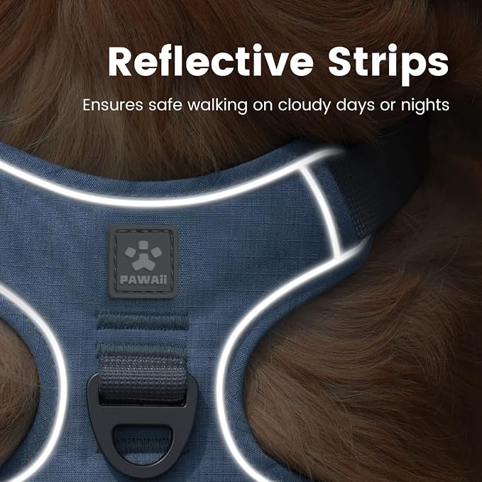 Pawaii No Pull Dog Harness with Pet ID Tag, Reflective Vest | Built for safer walks with a QR Pet ID Tag, front no pull clip, reflective trim, control handle and breathable mesh lining