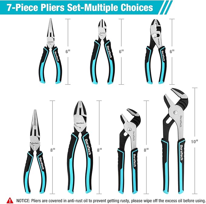DURATECH 7-Piece Pliers Set & 12-Piece Magnetic Screwdriver Set