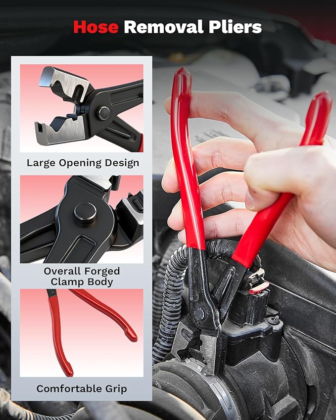 Saker Electrical Disconnect Pliers Electrical Connector Removal Tool – 5PCS Automotive Hose Clamp Tool Set for DIY Car Owners, Safe Electrical Connector Removal, Tight Engine Bay Repair & Maintenance