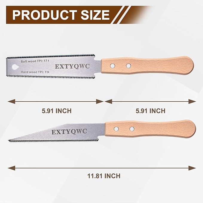 2 Pack Japanese Hand Saw,6-Inch Pull Saw, Flexible Edge Blade,Perfect for Sawing, Trimming, Gardening, Cutting Wood, Plastic Pipes