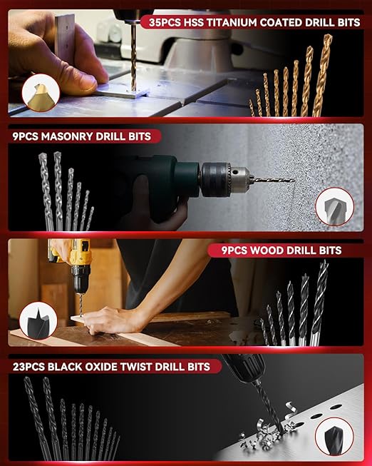 KingTool 400 Pcs Drill Bit Set - Drill Bits Screwdriver Bit Set Case with Drawer, Bit Set Designed for Various Drilling & Screw Driving Tasks for Metal, Wood, Masonry, Perfect for DIY Projects