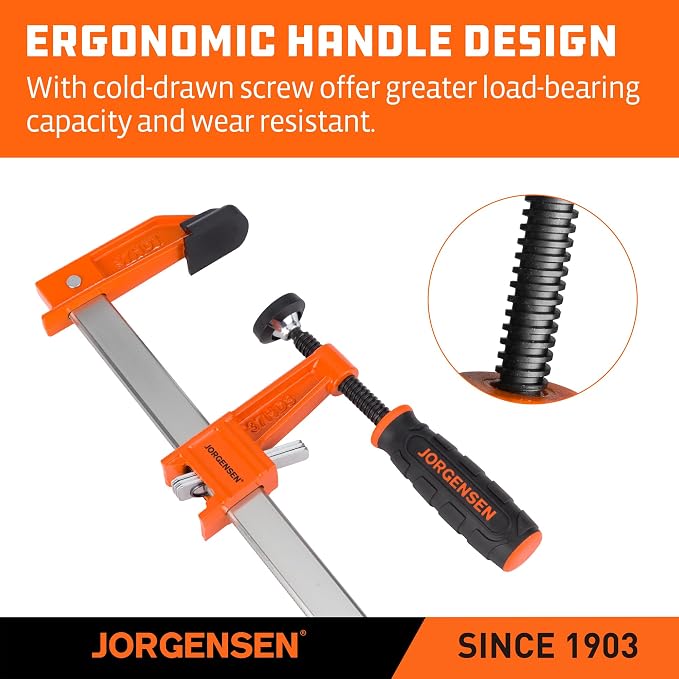 Jorgensen 36-Inch Bar Clamp Set, Heavy Duty Steel Bar Clamps for Woodworking, Wood Clamps with 1000 lbs Load Limit, 2-Pack