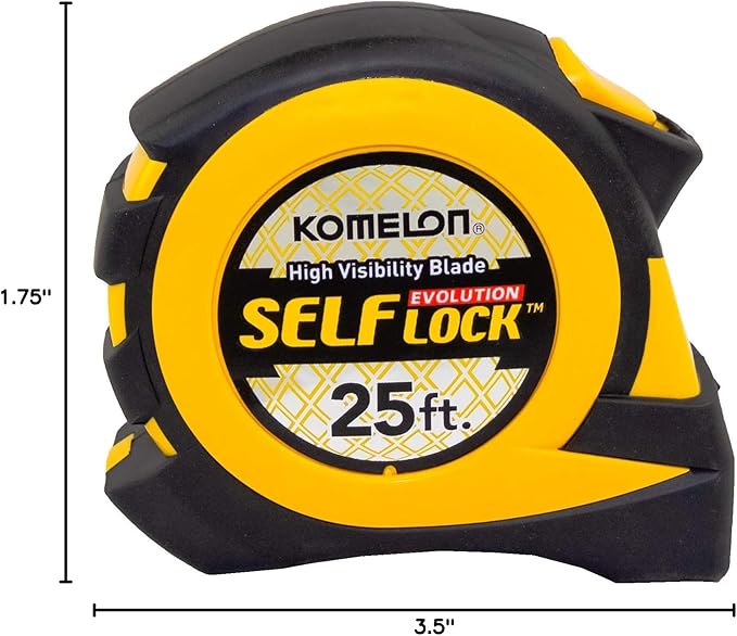 Komelon EV2825 25' x 1" Self-Lock Evolution Tape Measure, 1-Pack