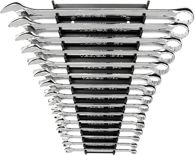TEKTON Combination Wrench Set, 15-Piece | WCB92106 | 1/4 - 1 in., Rack