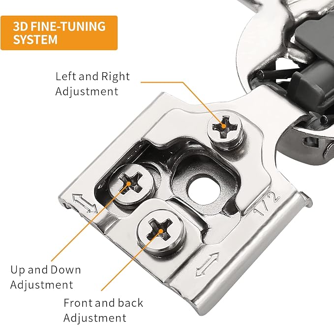 Chibery 30 Pack 1/2" Overlay 3D Soft Close Concealed Hinge for Face Frame Door, Smooth Slow Self Closing Hinges, Satin Nickel, Hidden 105° Open Angle Stainless Steel Hinge for Kitchen Cabinet Door