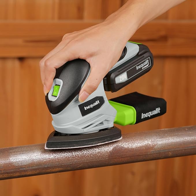 Cordless Detail Sander, Electric Sander with 12000 RPM 20V 1.3Ah, Including 20Pcs Sandpapers and Dust Collection System for Precise Sanding in Tight Spaces, Battery and Charger Bundled