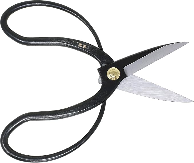 KAKURI Bonsai Scissors Long Blade Made in Japan 8", Japanese Carbon Steel Blade, Large Okubo Shears for Bonsai and Garden Use