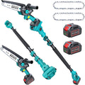 Electric Pole Saws for Tree Trimming, 2x4000mAh Brushless Mini Chainsaw Cordless with Extension Pole, Battery Powered Hand Held Chain Saw Pole Pruner for Cutting Tree Limbs, Gifts for Mother's Day