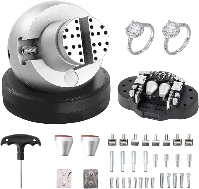 VEVOR Ball Vise, 5" Engraving Setting Tool, 360° Rotation Engraving Block Vise, 35 PCS Attachment Jewelry Engraving Block Tools Standard Block for Gemstone Inlay and Small-Scale Engraving