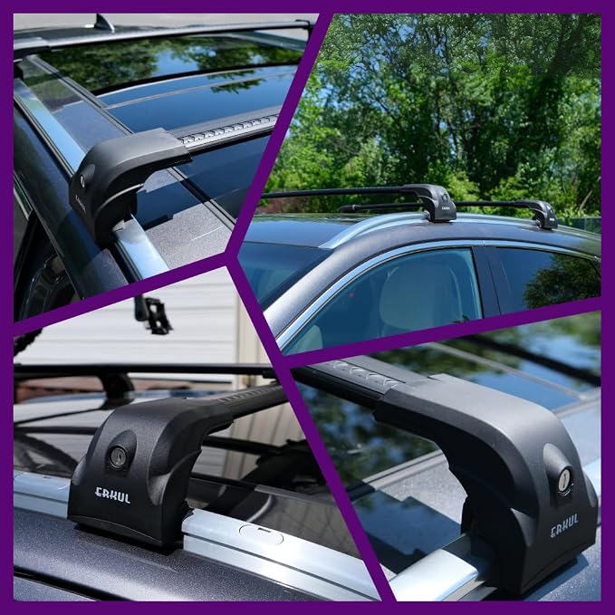 ERKUL Heavy Duty Roof Rack Cross Bars for Kia Sportage 2011-2016 | Upgraded Aero Aluminum Crossbars with Smart Clamp System | Compatible with Flush Rails - Black