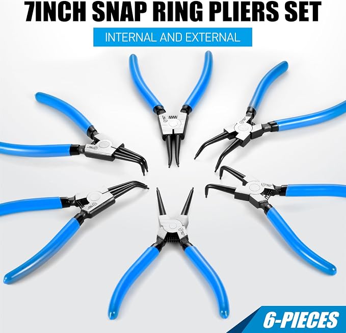 SMOTIVEPRO 6PCS 7inch Internal/External Snap Ring Pliers Set