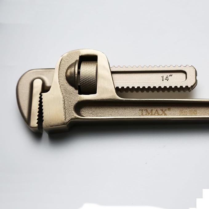 TMAX Non-Sparking 14" Pipe Wrench, Jaw Capacity 2", Aluminum Bronze Safety | Spark Free Safety, Non-Magnetic And Corrosion-Resistant | Safety Tool For Flammable Hazardous Environment