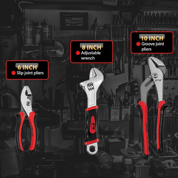 Performance Tool W1733 3-Piece Pliers and Wrench Set