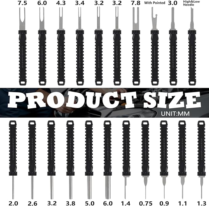 21+1Pcs Terminal Removal Tool Kit with Blow-Molded Case - Automotive Electrical Terminal Connector Separator Removal Tools Depinning Tool Kit for Most Connectors, Black