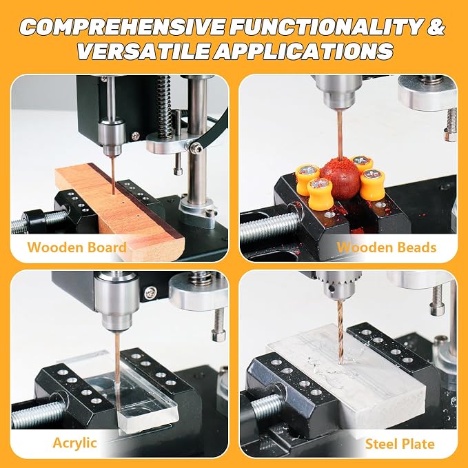 200W Portable Mini Drill Press, 8500RPM Benchtop Drill Press, 7-Speed Adjustable, Equipped with Flexible Shaft, Used for Grinding, Polishing, Cutting