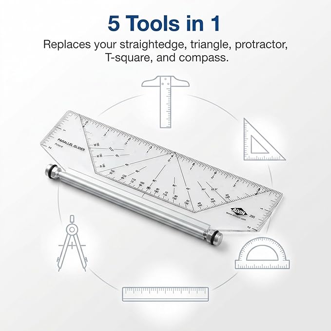 Alvin, Professional Parallel Gilders, Premium Rolling Ruler, Drafting and Architecture Tool for Students, Hobbyists, and Professionals - 10 Inches