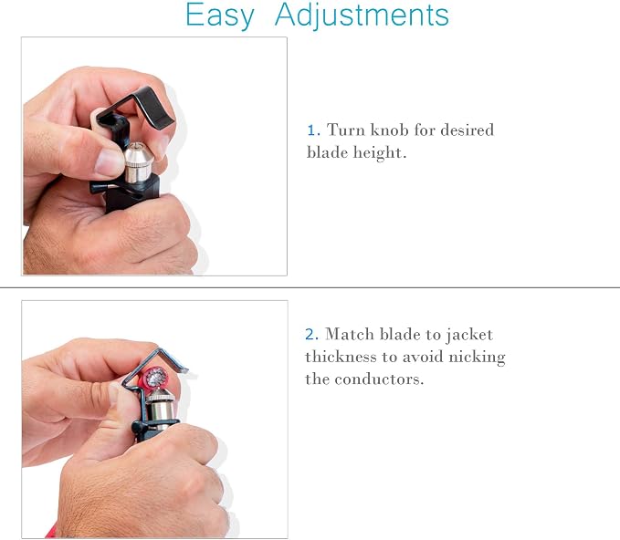 Round Cable Stripper – With Adjustable Cutting Depth – For Circumferential, Longitudinal, and Window stripping – 3/16" to 1" Diameter.