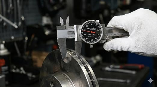 Accusize Industrial Tools 0-6" x 0.001" (Range x Resolution) Dial Caliper, Black Face Red Needle, Stainless Steel in Fitted Box, P920-B216 | 0-6" Range, 0.001" Resolution, Stainless Steel, Satin Chrome Finish, Covered Rack, P920-B216