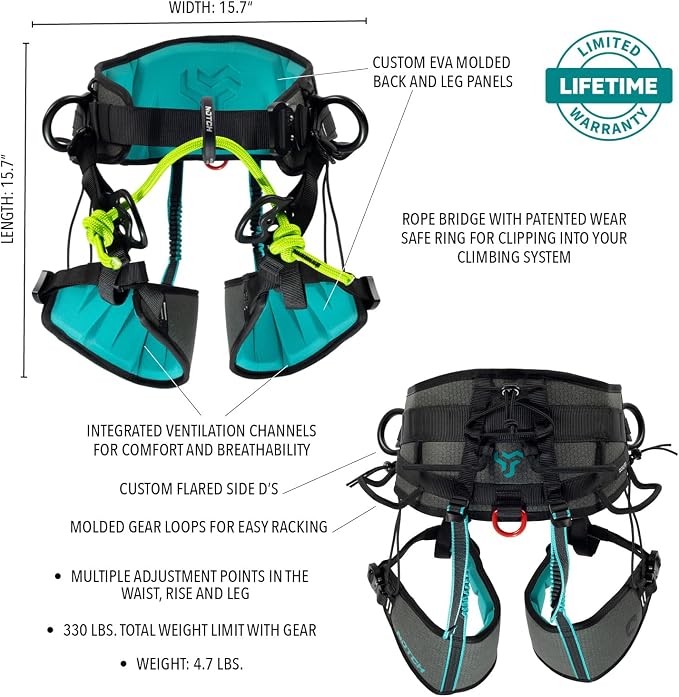 Notch Catalyst Harness-Size 1, Custom EVA Molded Back & Leg panels (CATH) | Integrated Ventilation Channels, Multiple Adjustment Points, Custom Flared Side D Rings, 330 lbs Total Weight Limit