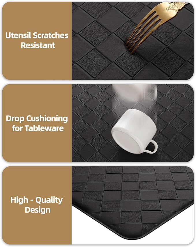 Color&Geometry Anti Fatigue Cushioned Kitchen Floor Mats,17"X79",Runner Rug Non Slip Waterproof,Memory Foam Padded Standing Mat for Front Sink,Black