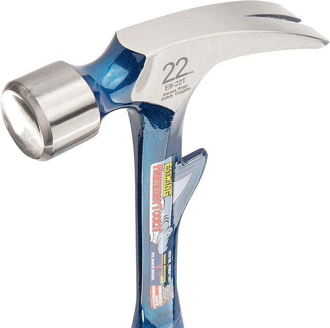 ESTWING Hammertooth Hammer - 22 oz USA Made Straight Rip Claw Hammer with Smooth Face & Shock Reduction Grip - E6-22T