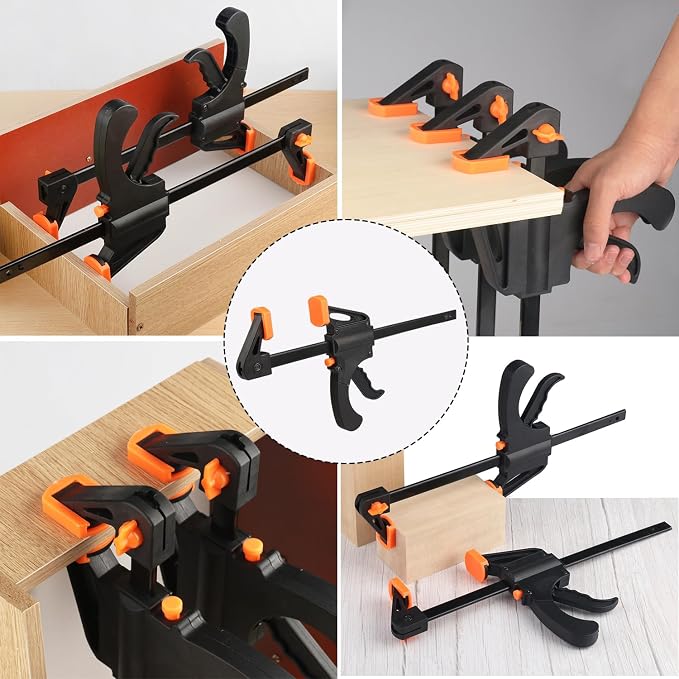 6 Pack 10 Inch F Bar Clamp, Medium Duty 300lbs