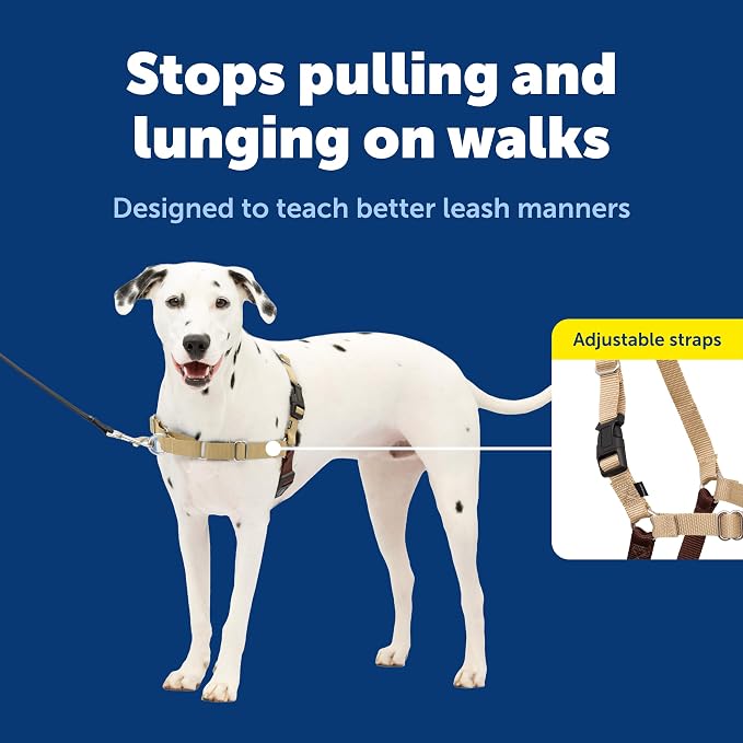PetSafe Easy Walk Harness, No Pull Dog Harness, Fawn, Medium/Large | Patented Martingale Loop Gives Gradual Shoulder Pressure to Stop Pulling, Front-Chest Leash Clip Prevents Gagging