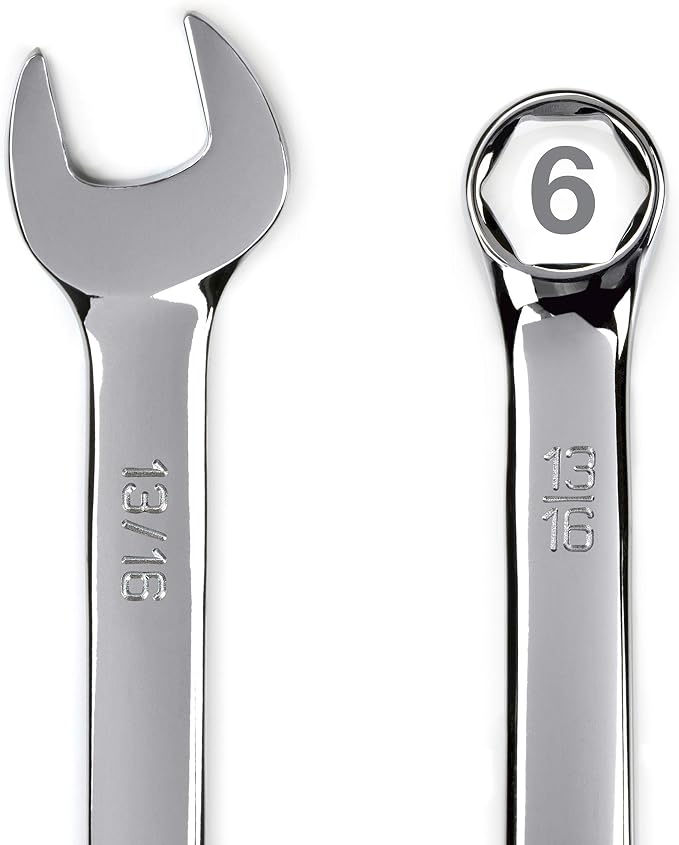 Steelman Pro 13-Piece SAE 6-Point Combination Wrench Set, 1/4, 5/16, 3/8, 7/16, 1/2, 9/16, 5/8, 11/16, 3/4, 13/16, 7/8, 15/16, and 1-inch Sizes, Full Polish Chrome