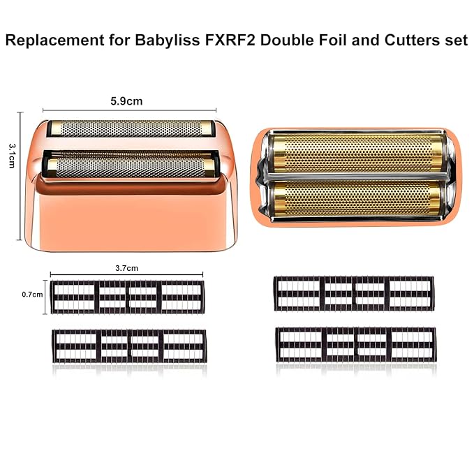 Rose Gold Replacement blades Foil and Cutters Compatible with BaBylissPRO Barberology FXFS2 Shaver foil Replacement Heads(1 pack ）