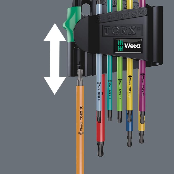 Wera 05024335001 967/9 TX BO Multicolour 1 L-key set for tamper-proof TORX® screws, BlackLaser, 9 pieces