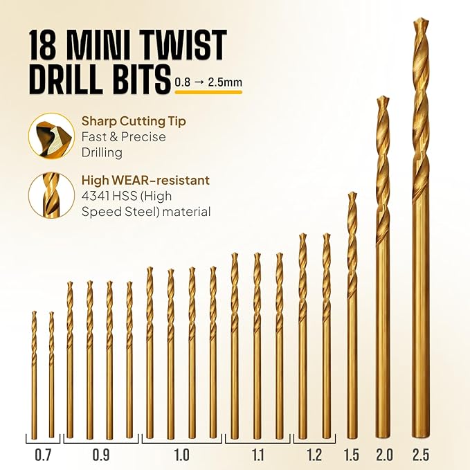 CRAFT911 Pin Vise Hand Drill Manual - Jewelry w/Micro Drill Bits (0.8mm-2.5mm) - Rotary Craft Drill for Jewelry Making, Resin, Wood, Plastic, Miniature, Beads, Clay Etc