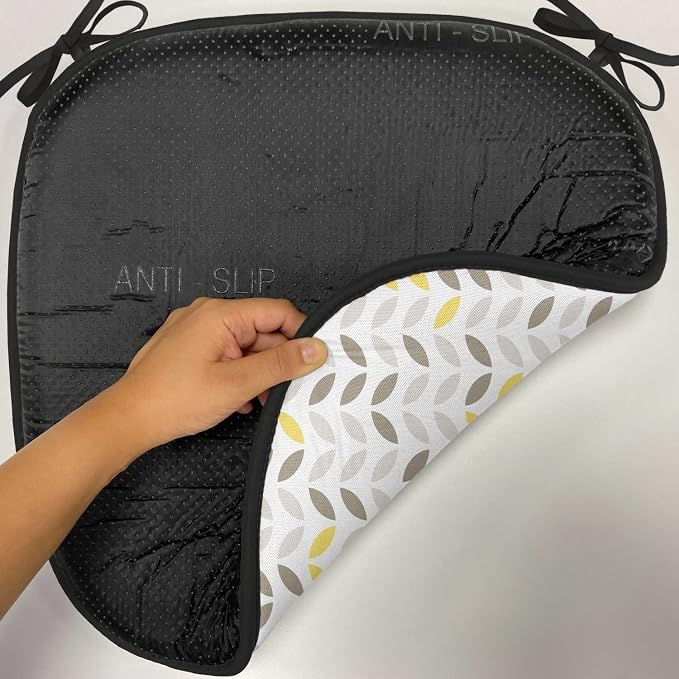 Lunarable Geometric Chair Cushion Pads Set 12, Fish with Abstract Pattern Techno Urban Illusion Creative Design Print, Anti-Slip Seat Padding for Kitchen & Patio, 16"x16", Yellow and Taupe
