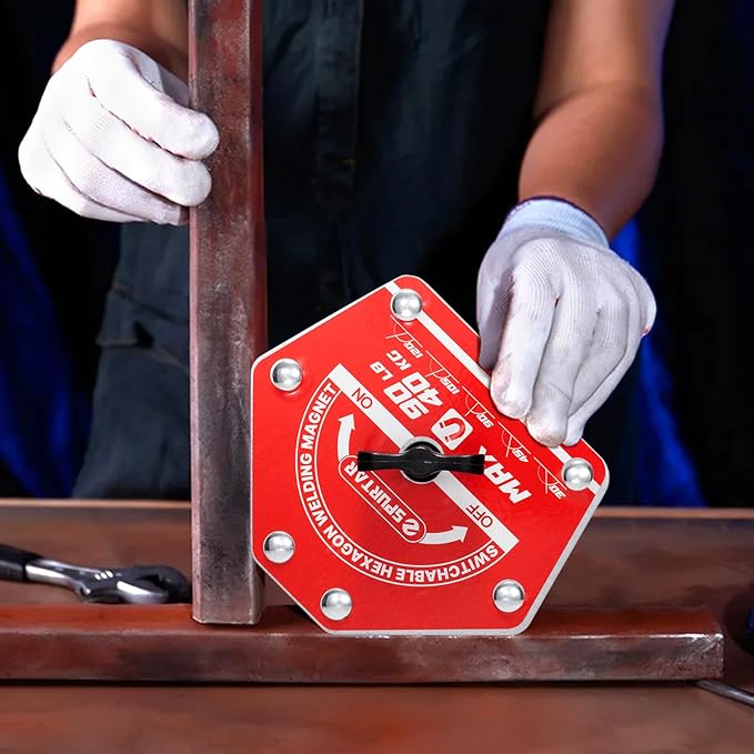 Spurtar Switchable Welding Magnets 90lbs 2PCS On/Off Magnet and Clamps, Heavy Duty Hexagon Welding Holder Tools and Accessories, Holder 30°, 45°, 60°, 75°, 90°, 105°, 120°, 135°, 150°