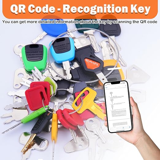 64 Heavy Equipment Keys, Master Equipment Key Set for Cat Caterpillar John Deere Komatsu Volvo Bobcat Kubota JCB Case New Holland Hitachi Hyster Yanmar Takeuchi Contractor Machinery
