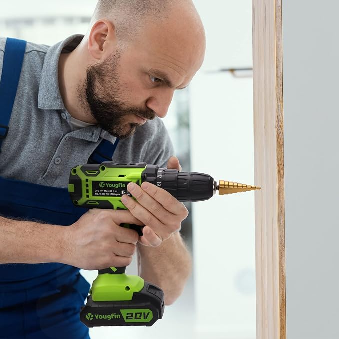 Cordless Drill Driver Set 20V Power with Battery Charger and Carrying Case, 25+1 Torque Electric Drill, Variable Speed, 266 In-lb, 3/8'' Keyless Chuck, 34pcs Driver Bit, for Women, Green