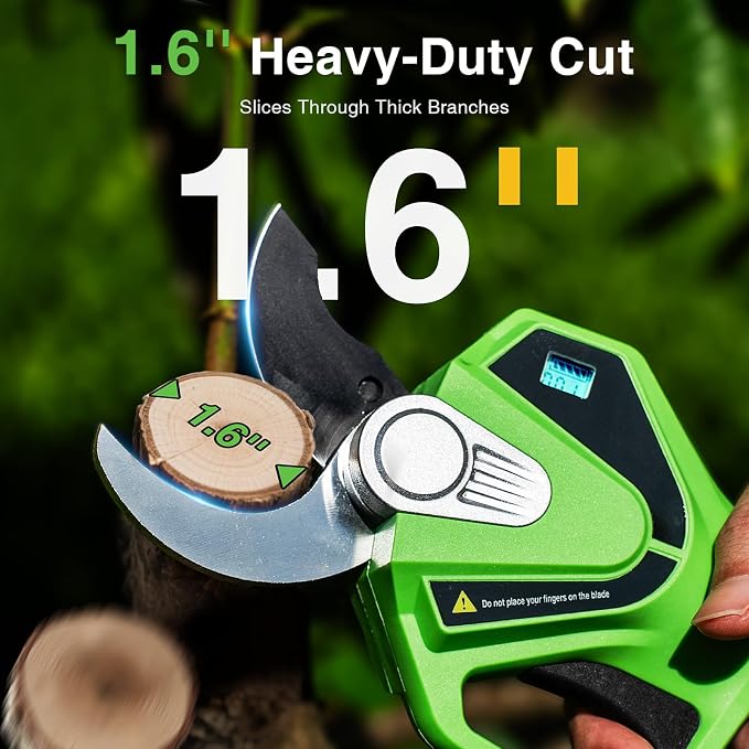 TaskStar Electric Pruning Shears with Pole: 1.6" Cutting Diameter 2-in-1 Cordless Pole Pruner - 2 Pcs 4.0Ah Batteries, Brushless Motor, Extra SK5 Blade, Branches Cutter for Flower Tree Trimming
