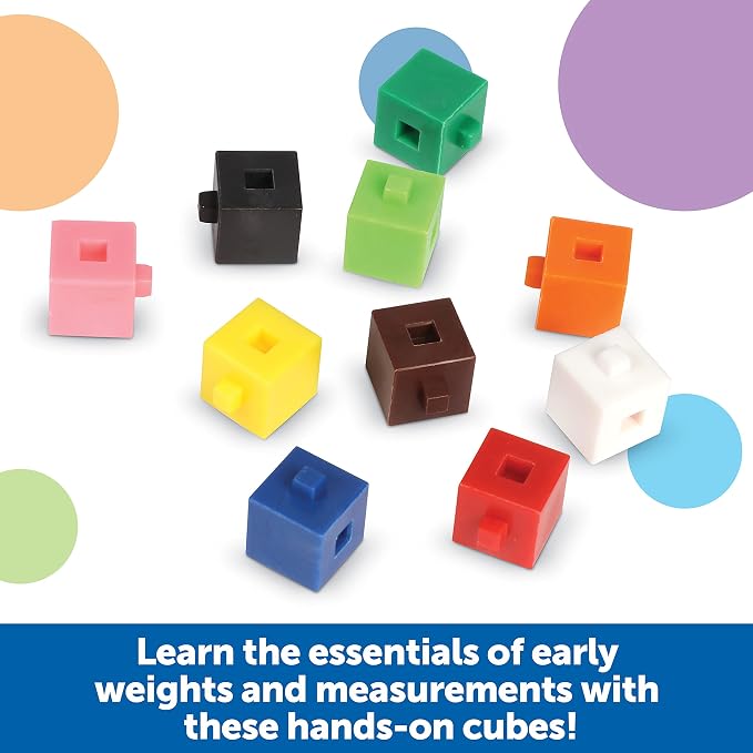 Learning Resources Interlocking Gram Unit Cubes - 1,000 Pieces, Ages 6+ Math Classroom Teaching Aids (Pack of 12)