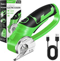 SakerPlus Cordless Electric Scissors,4V Rechargeable Cardboard Box Cutter Heavy Duty Fabric Scissor with Safety Lock & LED Light,Power Rotary Cutter for Leather Carpet Plastic Cutting,Sewing,Crafting