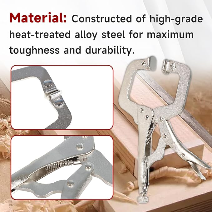 findmall 5Pcs 6 Inch Locking C Clamps with Swivel Pads Heavy Duty C-Type Locking Plier Table and Tool Vise Grip for Shop Home Farm and Automotive DIY Woodworking Welding Cabinetry Pocket Hole Joinery