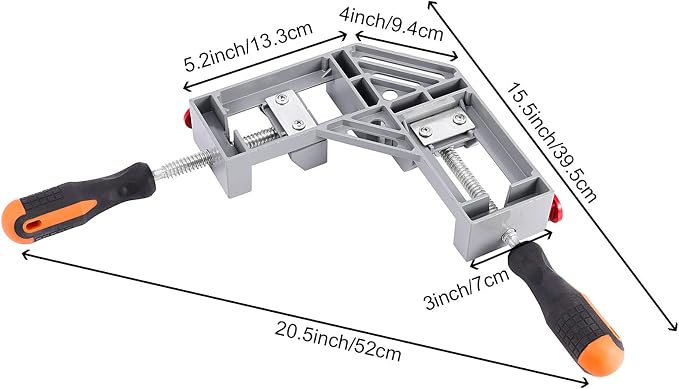 ZOENHOU 2 PCS Right Angle Clamp, 90 Degree Double Handle Corner Clamps with Adjustable Swing Jaw, Aluminum Alloy Wood Clamps Jig Tools For Woodworking Picture Framing